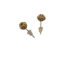 14K Yellow Gold Filigree Ball Post Earrings