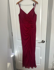 Azazie Burgundy Sheath Pleated Chiffon Dress Maxi Dress size 14 formal wedding