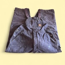Vintage Carhartt R27 DKB Overalls Brown Insulated 38x32 Workwear Distressed
