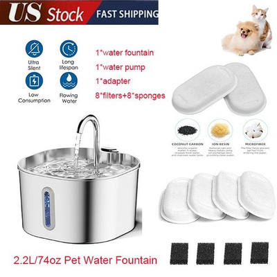 #ad #ad Cat Water Fountain Stainless Steel 74oz 2.2L Automatic Pet Dog Water Fountain $25.99