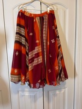 Burgundy, Orange, Brown Bellydance Circle Skirt