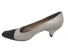 Chanel Bicolor Leather Pumps White Black Women's Size EU38/US8