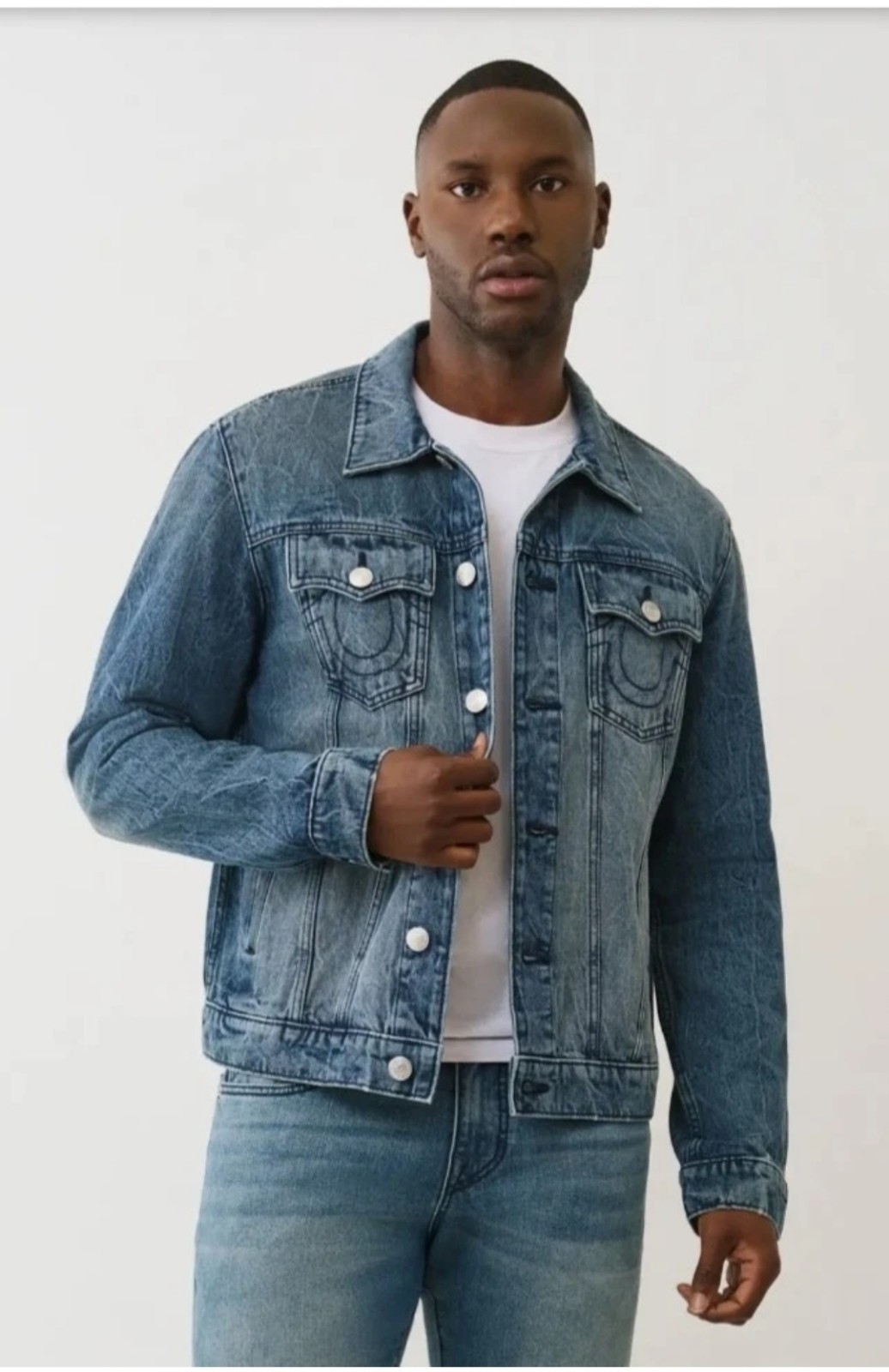 True Religion Jesse SN Trucker Jeans Jacket Mens Denim Cozy Firewise Wash Sze  S thumbnail 4