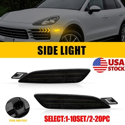2-20X Front Amber LED Side Marker Lights For Porsche Cayenne 2015-19 Smoked Lens
