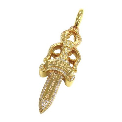 CHROMHERZEN Doppel Dolch Pave Diamant Anhänger / Pendant Größe: 22K