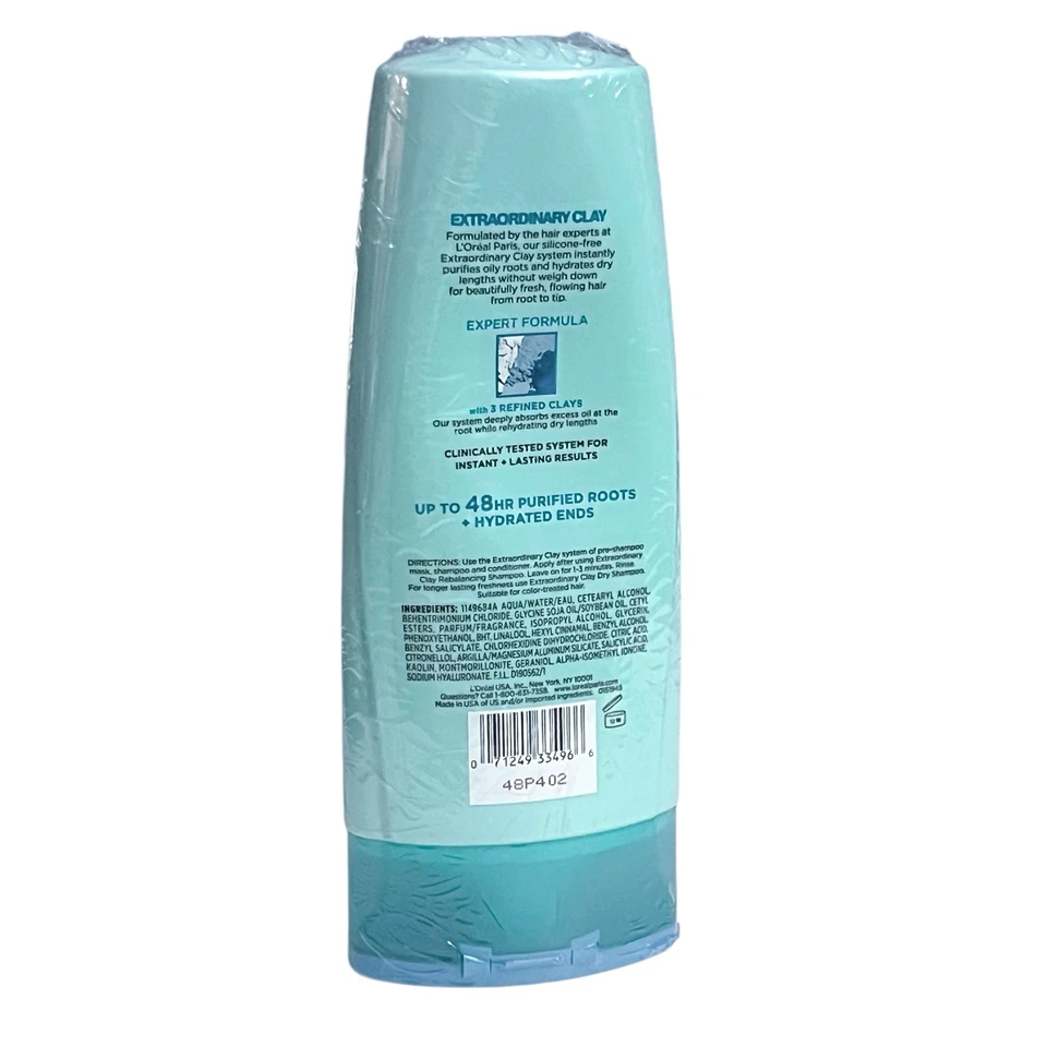 Acondicionador reequilibrante de arcilla extraordinaria L'Oreal raíces grasas extremos secos 12,6 oz Foto 3 de 4