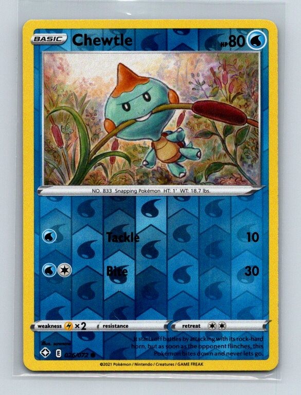 Chewtle 026/072 Common Shining Fates Pokemon Reverse Holo Near Mint