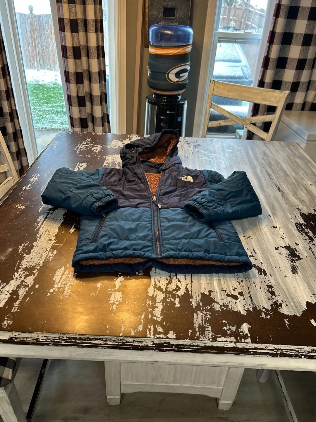 The North Face Boys Reversible Mount Chimbo Full Zip Hooded Jacket Navy Blue/Bro