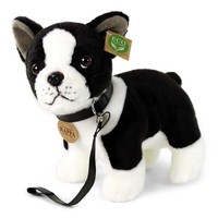 Boston Terrier Bulldogge 24 Cm Stehend Mit Leine Kuscheltier Hund PlüSchtier