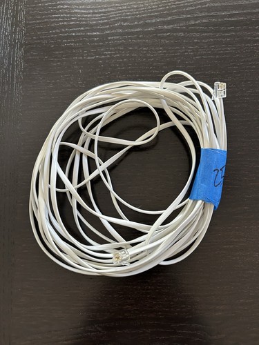 White 25' ft Line Cord Phone Cable Extension Wire RJ11