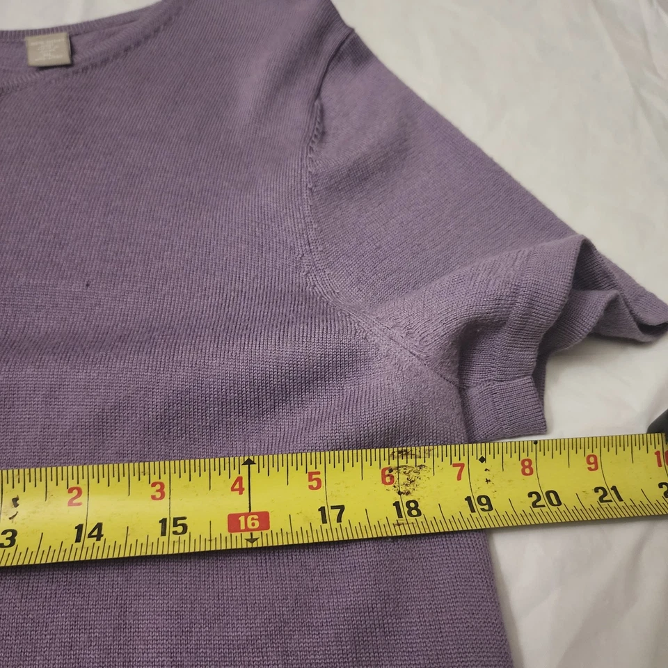 Kate Hill Italian Merino Wool Sweater Short Sleeve Tee Purple Size X-large Women - Image 4 of 4