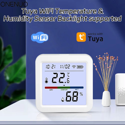 Wifi Temperature Humidity Sensor Tuya Smart Life App Backlight Hygrometer Thermo