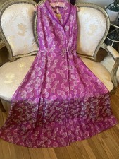 Vintage Fushsia Pink Cheongsam With A Gold Silk Brocade Pattern