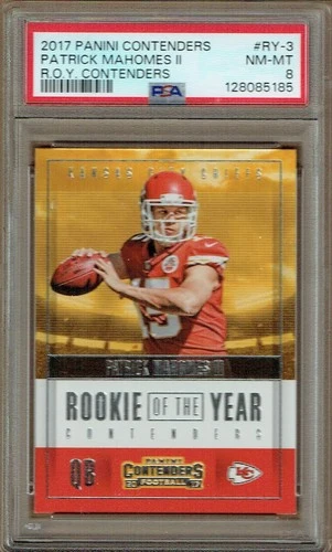 2017 Panini Contenders ROY Contenders #3 Patrick Mahomes II-PSA 8 NM-MT