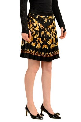 Versace Women's Barocco Print Pleated Mini Skirt US M IT 42