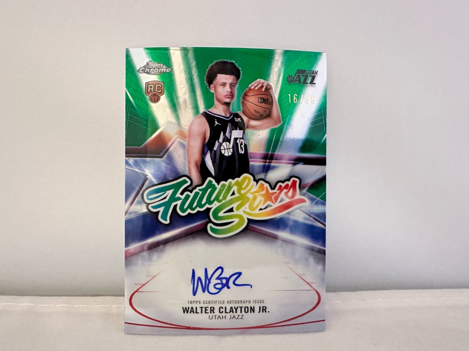 2025 Topps Chrome Future Stars Walter Clayton Jr Auto #FS-WVJ 16/99 Green