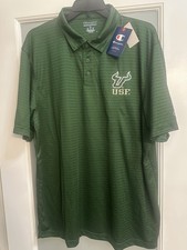Champion NCAA USF South Florida Bulls Football Mens Polo Shirt XL Striped