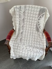 Dessus d’édredon Ancien En Coton Écru Fait Main Au Crochet 125X130cm