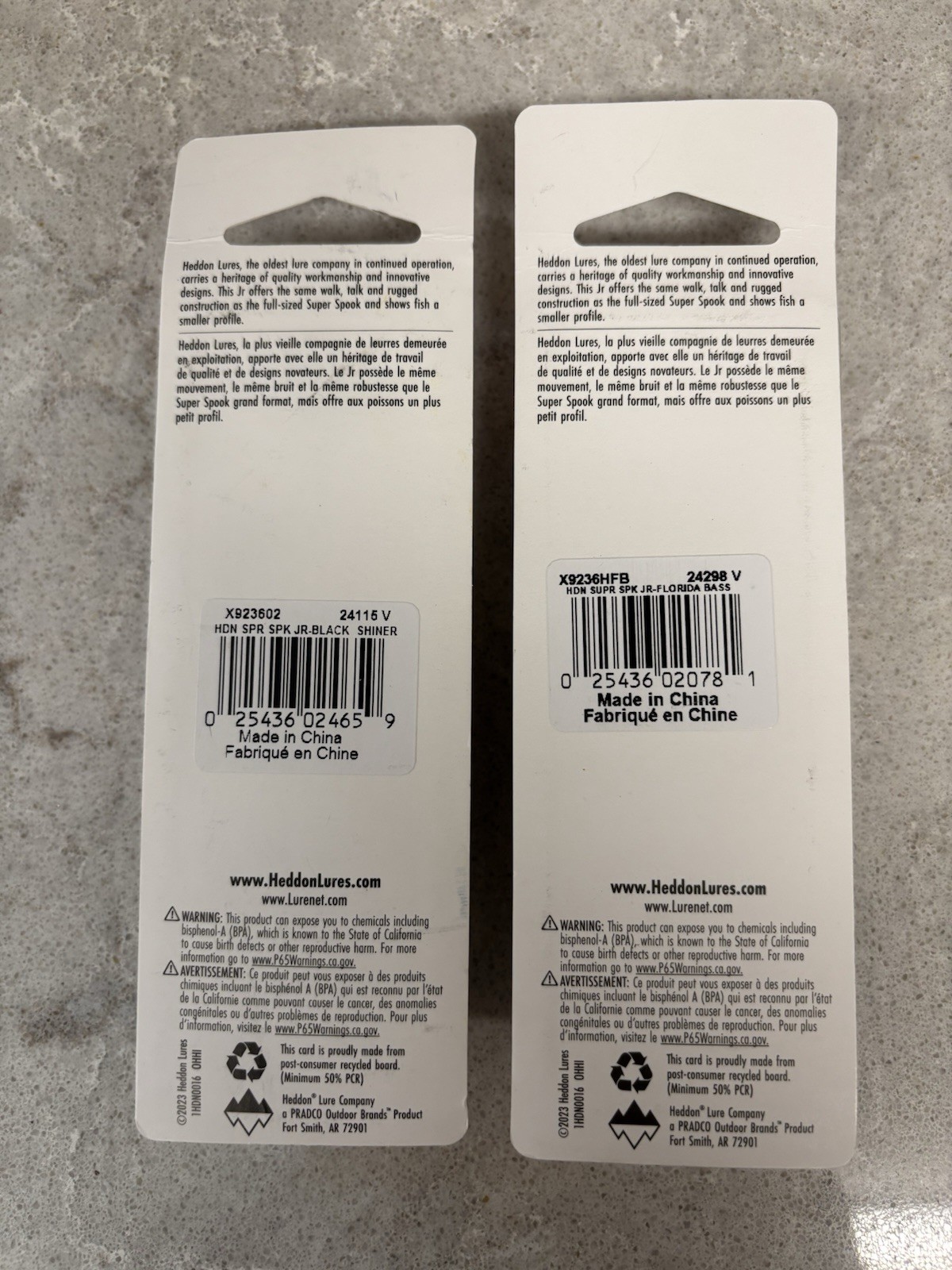 Heddon Super Spook Jr  (2) Topwater Lures Black Shiner & Florida Bass Look! - Image 3