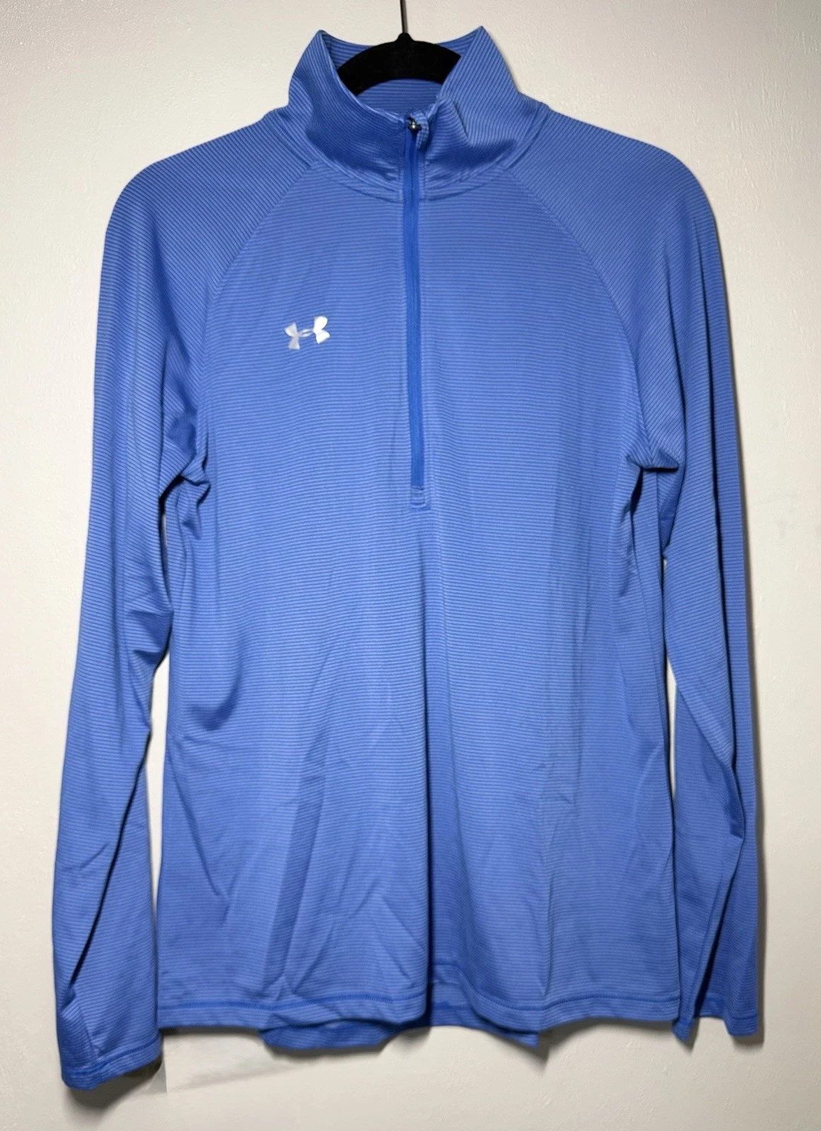 Under Armour HeatGear 1/4 Zip Pullover Women's Size M Blue Striped Lightweight