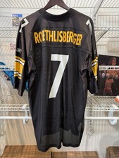 Reebok Pittsburgh Steelers Ben Roethlisberger Black Football Jersey Mens Large