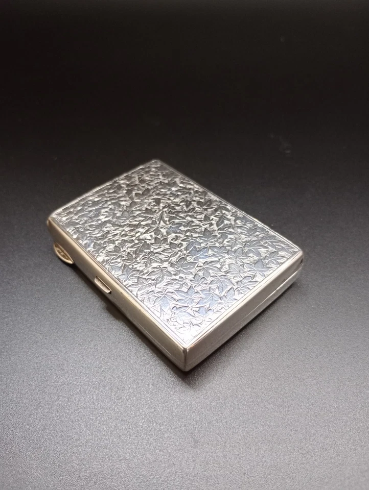 Estuche de cigarrillos de plata esterlina maciza G.U Birmingham 1882 victoriano 77 g regalo Foto 3 de 4