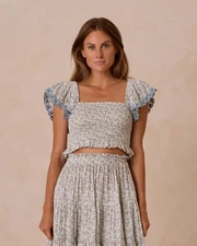 Rylee + Cru Womens Zayla Top Blossom XL Long Sleeve Casual Shirt