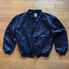 Vintage Flamingo Casino Kansas City Hilton Satin Bomber Jacket Mens