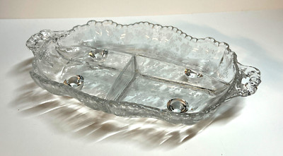 Cambridge   ROSE POINT CLEAR   3 Part / 2 Handled / 4 Footed Dish   3500/64 Oval