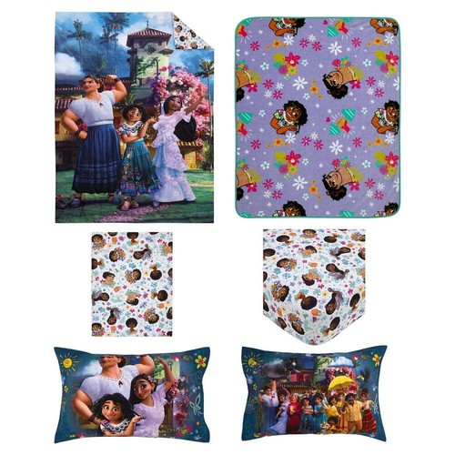 Toddler Bedding Blanket 5-PC Set Encanto Sheets Comforter Girl Purple Polyester - Picture 3 of 12