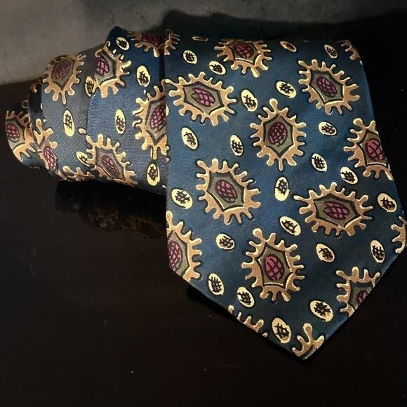 Dior Mid Century Modern Sunflower Floral Neckwear Tie 100% All Silk Steampunk thumbnail 2