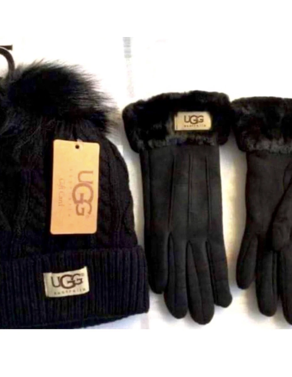 Winter UGG Gloves And Beanies Set Cable Knit UGGs With Fleece