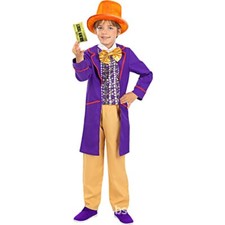 Kids Charlie and the Chocolate Factory Willy Wonka Cosplay Costume Full Set