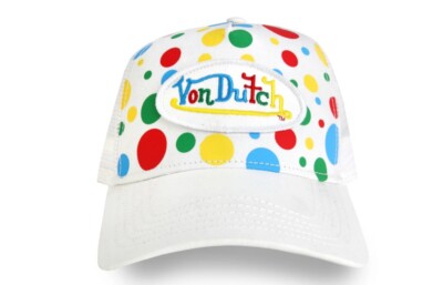 Von Dutch White Polka Dot Rainbow Trucker Hat NWT Polka Dot Velour Rhinestone Trucker Hat | Von Dutch main image 4