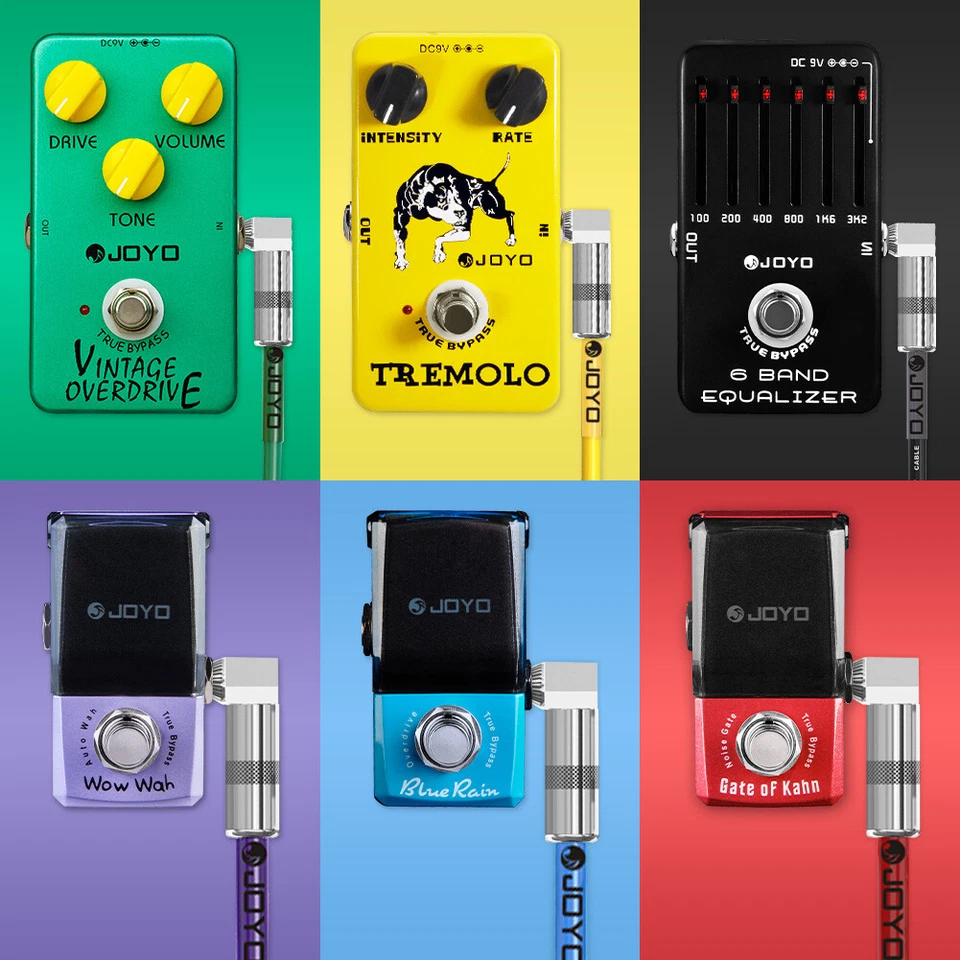 Paquete de 6 cables de conexión de guitarra JOYO de 1,2 pies para pedal de efectos de guitarra ángulo recto Foto 3 de 4