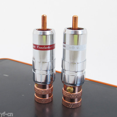 2x High Quality Gold Plated RCA Plug Lock Collect Soldering A/V Connector