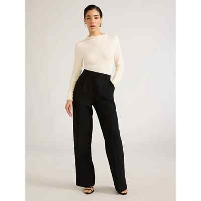 Sofia Jeans by Sofia Vergara Dress Pant Women s 12 Black Pleated Front Polyester