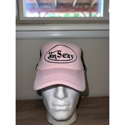 Y2K Von Sexy Pink Black Trucker Hat Headwear Designer Spoof 2000s