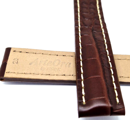 Cinturino Coccodrillo 18mm Adatto per Breitling Chiusure Marrone Scuro ArteOra - Picture 3 of 3