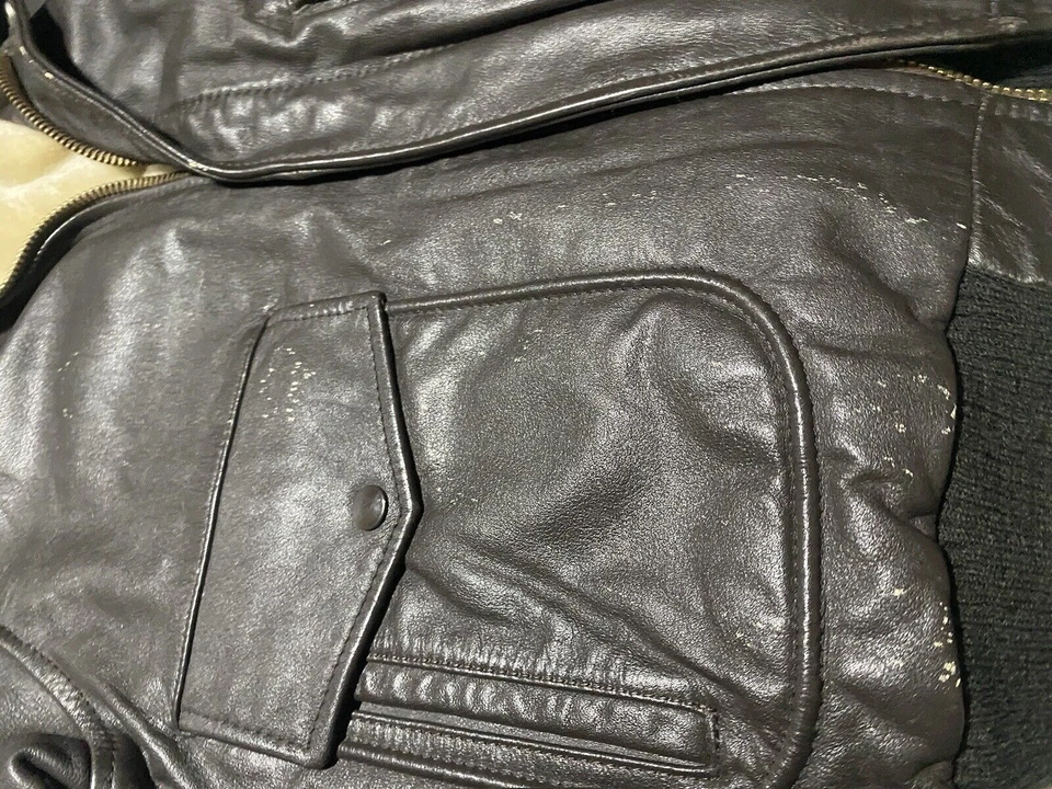 Jaqueta de voo vintage pacote A-2 couro marrom casaco bombardeiro masculino 42 AB6 - Imagem 3 de 4