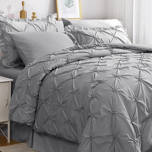 7-Piece Full Comforter Set - Black Egyptian Cotton Pintuck 500TC - Picture 50 of 103