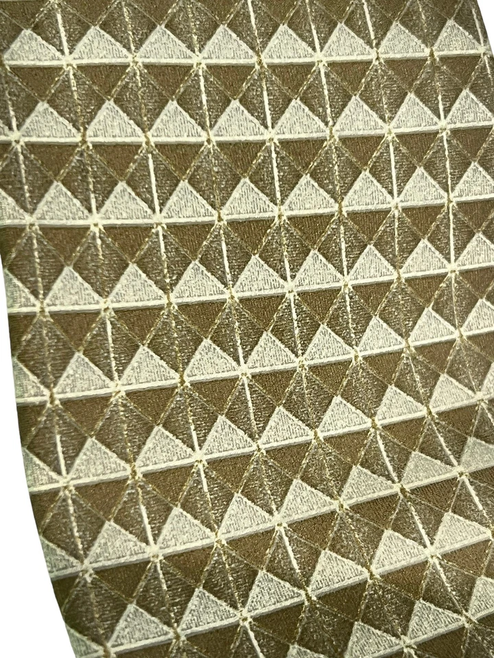 GIANFRANCO FERRE 意大利绿色几何豪华柔软丝绸领带 — 第 3/4 张图片