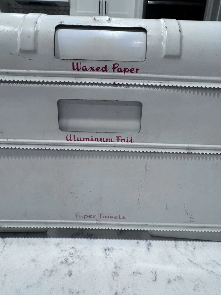 Vintage Art Deco Metal Paper Towel Foil & Wax Paper Wall Mount Dispenser - Image 2 of 4