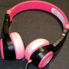 JLAB Pink & Black JBUDDIES Folding Kids Wired Headphones AGES 2-8 Years USED