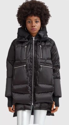 Orolay 092 Universe Cosmos Shiny Puffer Down Coat in BLACK Silver Women's XXL EC