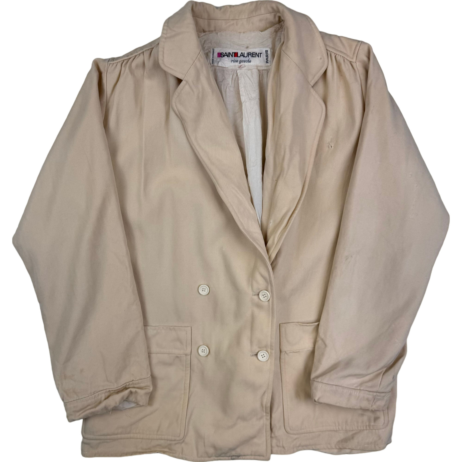 Giacca blazer donna Saint Laurent Paris Rive Gauche beige taglia WS