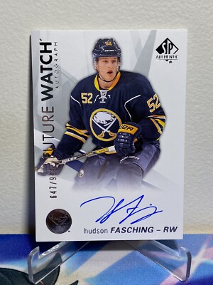 2016-17 UD SP AUTHENTIC HUDSON FASCHING #129 FUTURE WATCH ROOKIE AUTO 647/999