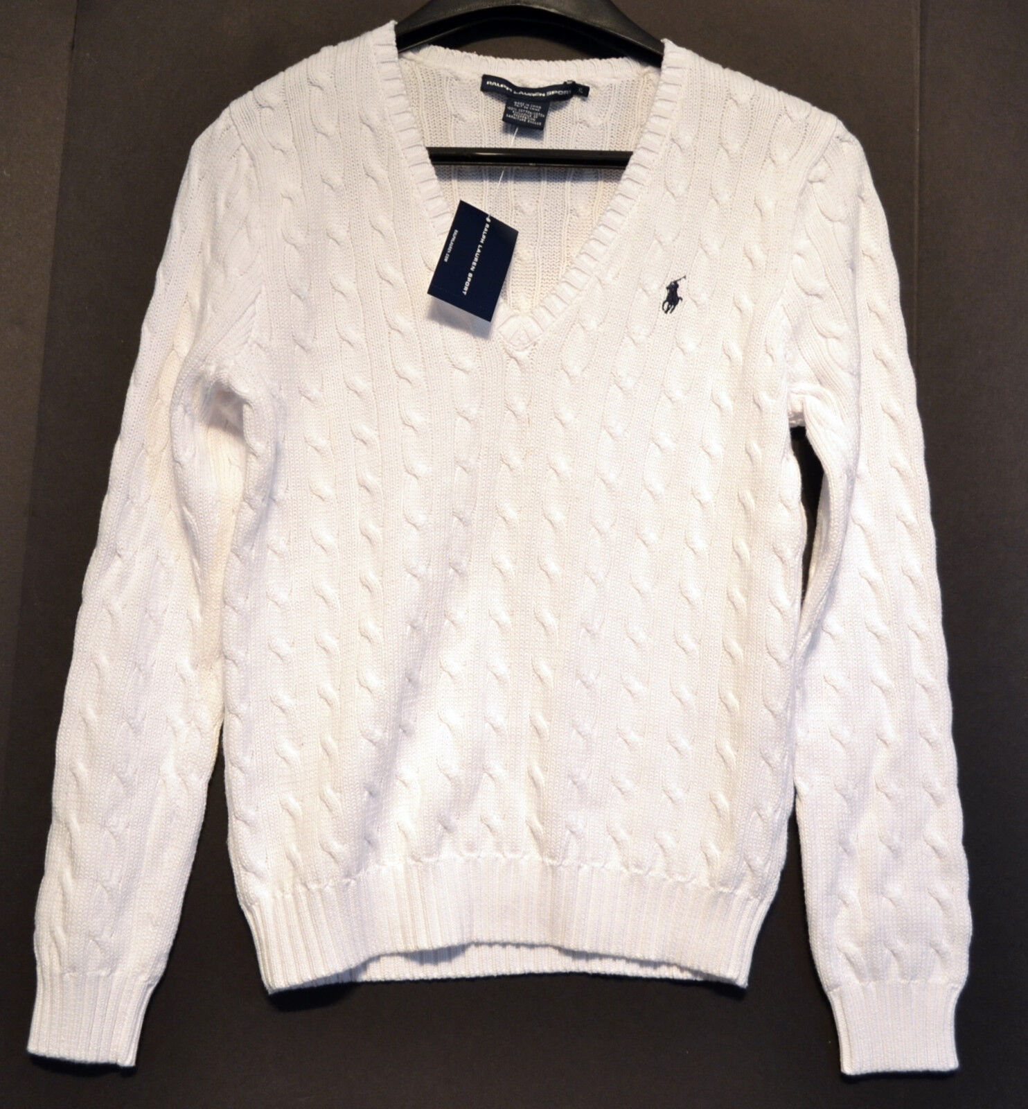 verf Kantine teller Ralph Lauren Sport Women Cable-knit Cotton V-neck Long Sleeve Sweater | eBay