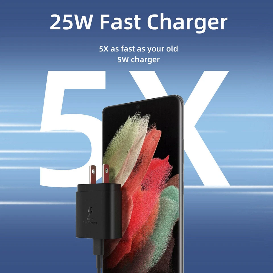 Cargador PD de pared súper rápido de 25 W tipo C USB-C para Samsung Galaxy S22 S21 S20 Ultra Foto 2 de 4