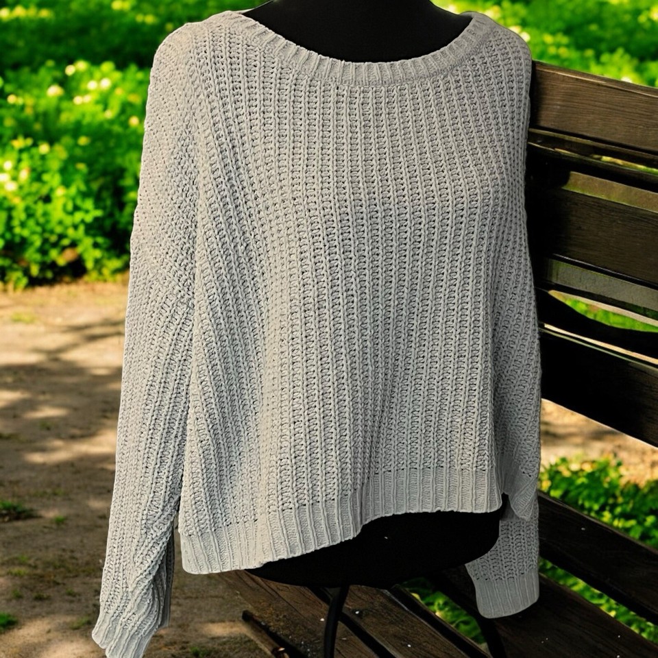 Double Zero Chunky Cropped Oversized Sweater Size Medium Light Blue eBay